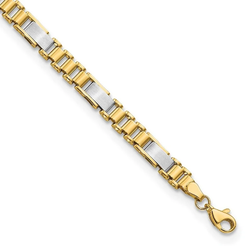 Bold charm bracelets  Curata 14k Two tone Gold Brushed and Polished Fancy Link Bracelet 8 Inch