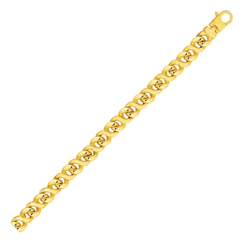 Rose gold and crystal bracelets  Mens Twisted Oval Link Bracelet in 14k Yellow Gold