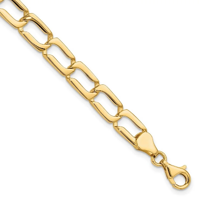 Bar chain bracelets  Curata 14kt Yellow Gold Solid Open back Fancy Lobster Closure Polished Link Bracelet 8.5 Inch