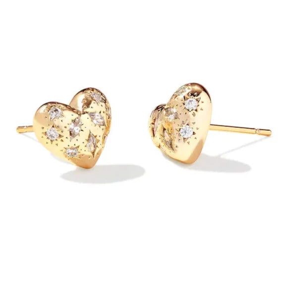 Valentine’s Day earringsKendra Scott | Holland Gold Heart Stud Earrings in White Crystal