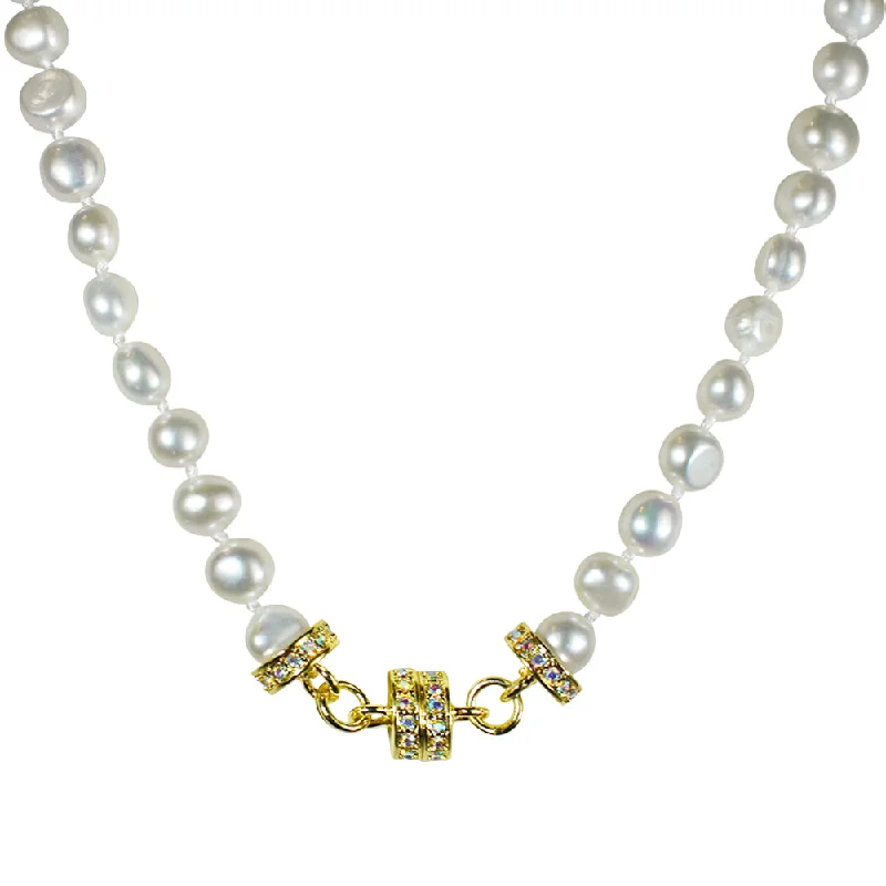 Luxury necklaces over $500  Precious Fresh Water Pearl Magnetic Interchangeable Necklace (Goldtone)