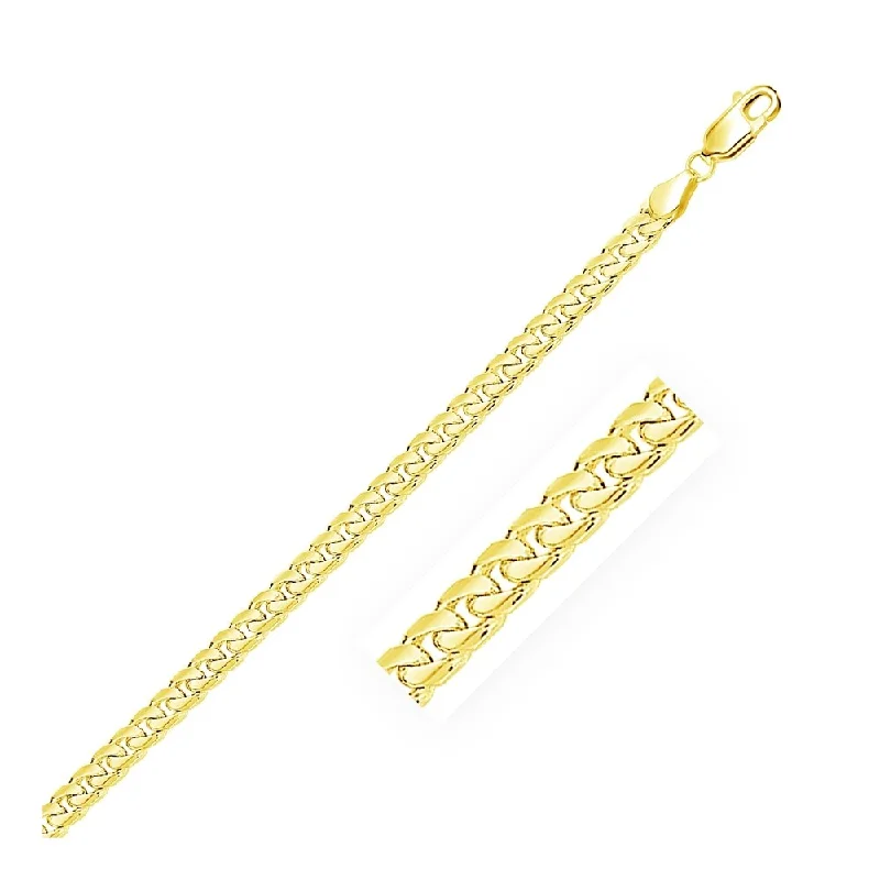 Gold and diamond bracelets  4.4mm 14k Yellow Gold Solid Miami Cuban Bracelet