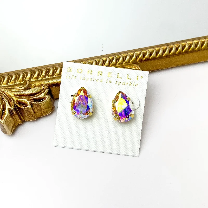 Ear climber earringsSorrelli | Eileen Stud Earrings in Bright Gold Tone and Aurora Borealis Crystals