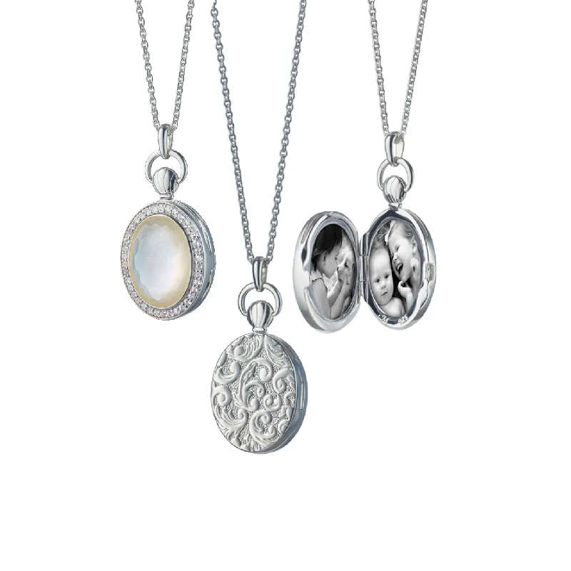 Leaf-shaped necklaces  Mother of Pearl Petite Stone Locket Necklace