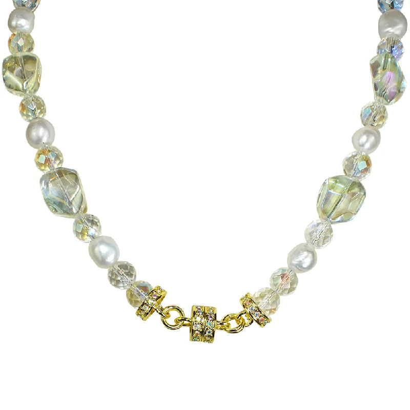 Valentine’s Day gift necklaces  Crystal Queen Fresh Water Pearl Magnetic Interchangeable Necklace (Goldtone)