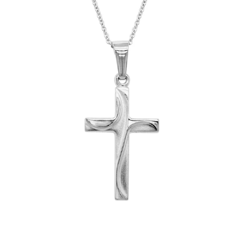 Summer beach necklaces  14k White Gold Draped Cross Necklace 16-18"