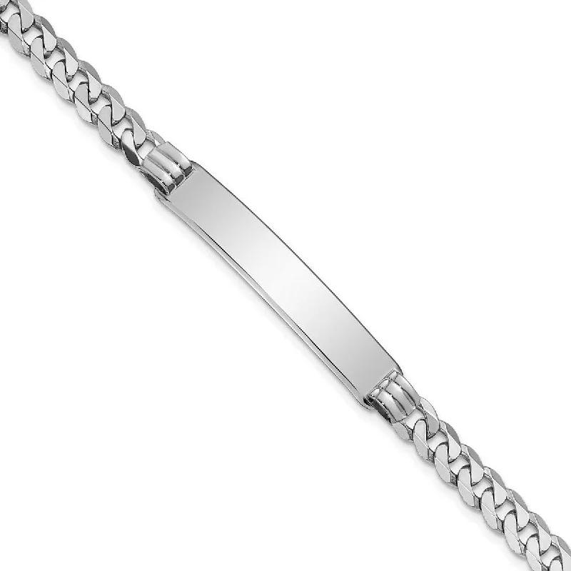 Asymmetrical bracelets  Curata 7.5mm 14k White Gold Engravable Flat Curb Link ID Bracelet