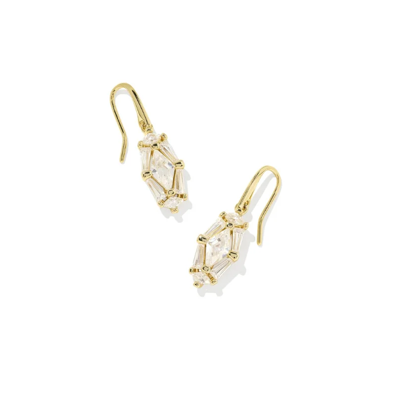 Winter snowflake earringsKendra Scott | Lindy Rae Lee Gold Drop Earrings in White Crystal