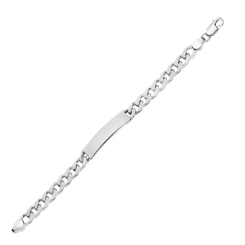 Elegant diamond bracelets  Sterling Silver ID Men's Bracelet with Curb Style Chain