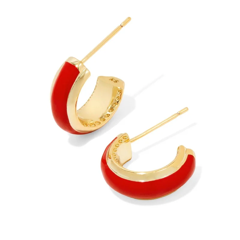 Gothic earringsKendra Scott | Ainsley Gold Huggie Earrings in Red Enamel