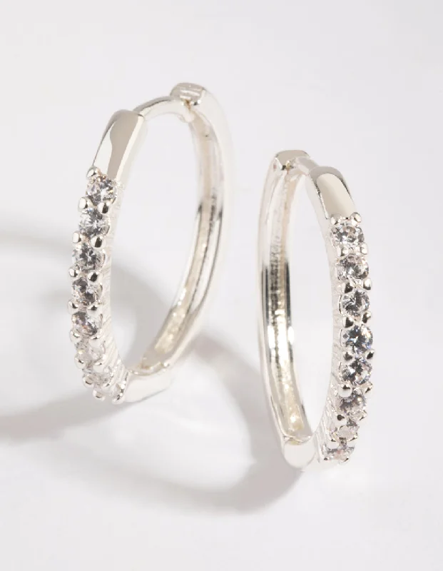 Wedding earringsSilver Cubic Zirconia Hoop Earrings