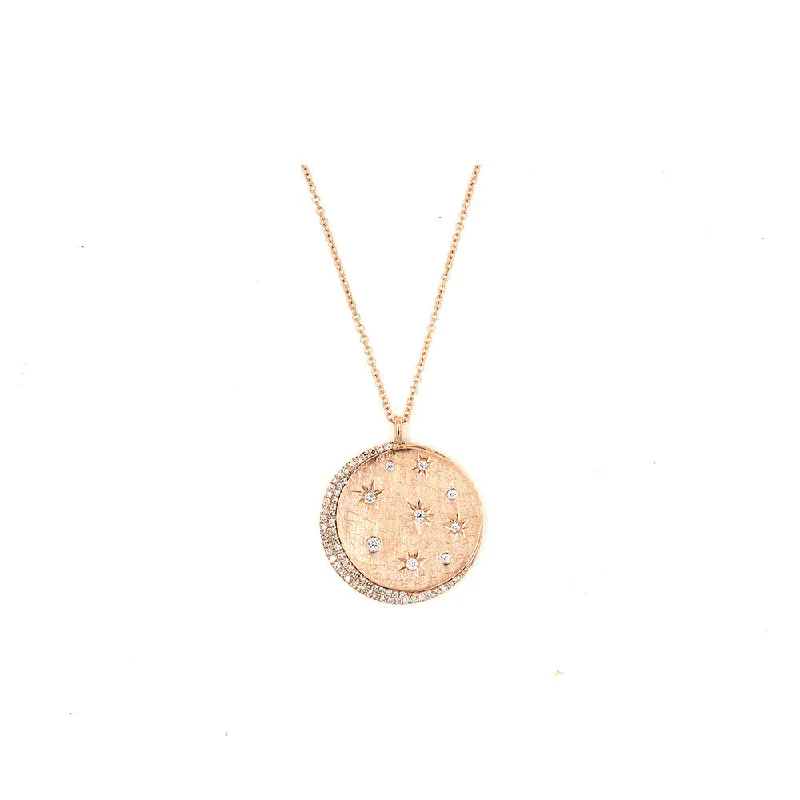 Winter snowflake necklaces  14k Rose Gold and Diamond Moon and Star Necklace