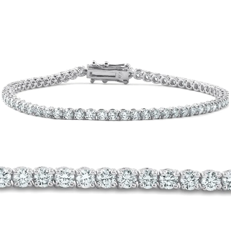 Bold charm bracelets  Certified 4 Carat (ctw) Real Diamond Tennis Bracelet White Gold 7"