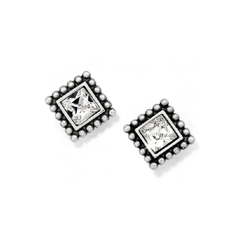 Hexagon earringsBrighton | Sparkle Square Mini Post Earrings in Clear Crystal