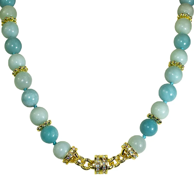 Hypoallergenic necklaces  Precious Amazonite 10mm Magnetic Interchangeable Necklace (Goldtone/Amazonite)