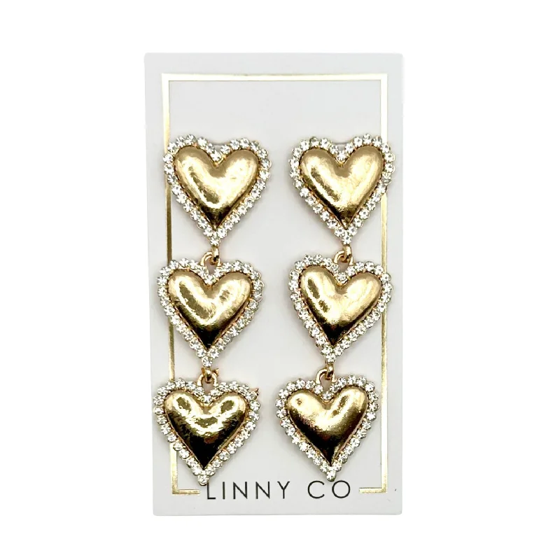 Matching necklace and earring setLinny Co | Layla Gold Tone Heart Drop Earrings with CZ Accents