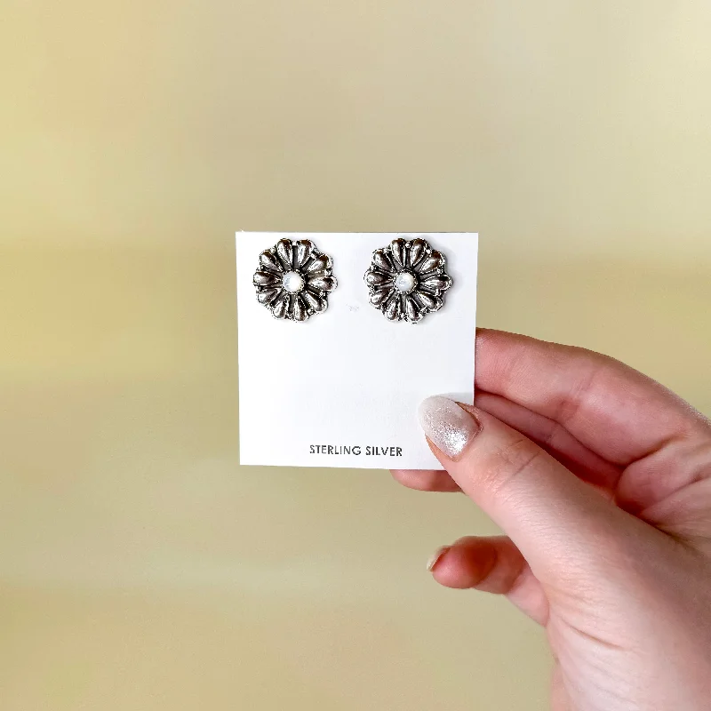 Classic diamond stud earringsHada Collection | Handmade Sterling Silver Mother of Pearl Stud Earrings