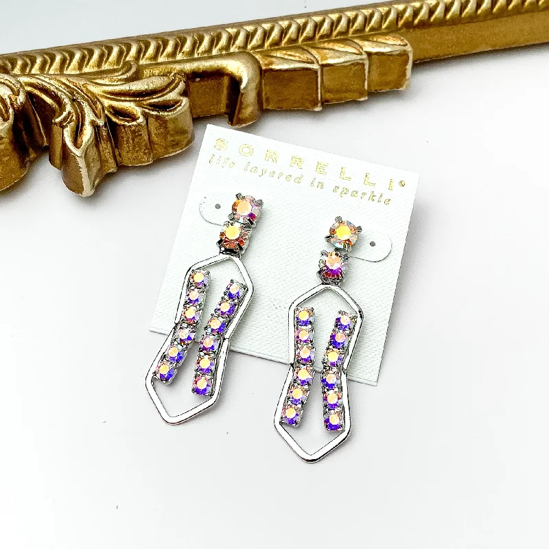 Three-pair earrings for everyday wearSorrelli | Roslyn Embellished Dangle Earrings in Palladium Silver Tone with Aurora Borealis Crystals