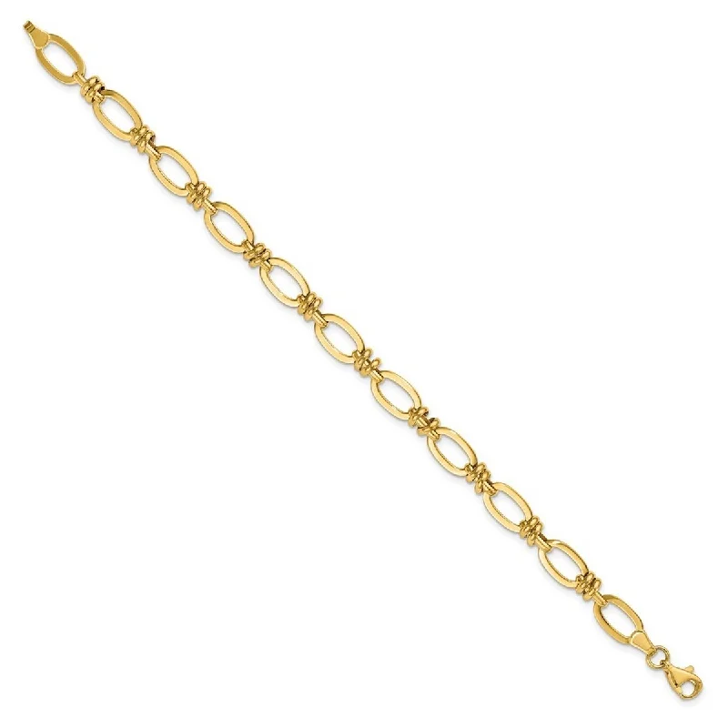 Dainty bracelets for women  Curata 14k Yellow Gold Fancy Polished Fancy Link Bracelet 7.5 Inch