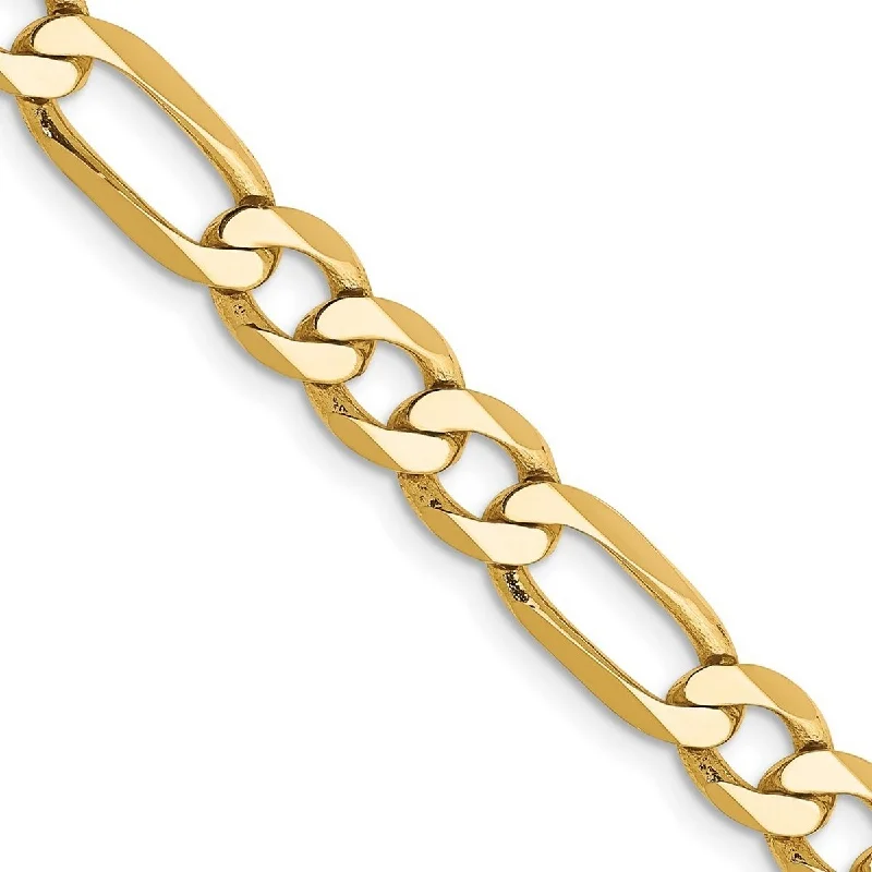 Minimalist chain bracelets  Curata 14k Yellow Gold Solid Polished 6.25mm Flat Figaro Chain Bracelet Lobster Claw