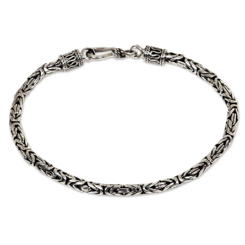 Modern minimalist bracelets  NOVICA Handmade Sterling Silver Byzantine Style Snake Chain Bracelet (Indonesia)