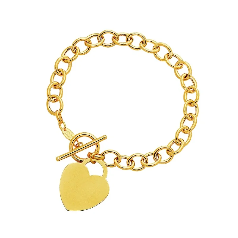 Autumn leaf bracelets  Toggle Bracelet with Heart Charm in 14k Yellow Gold