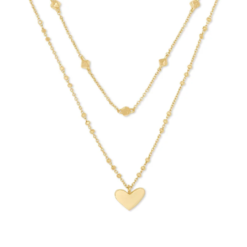 Hypoallergenic necklaces  Kendra Scott Ari Heart Multi Strand Necklace Gold