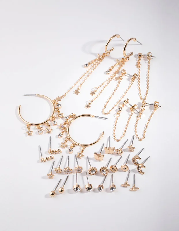 Crystal earringsGold Small Motifs 16-Pack Earring