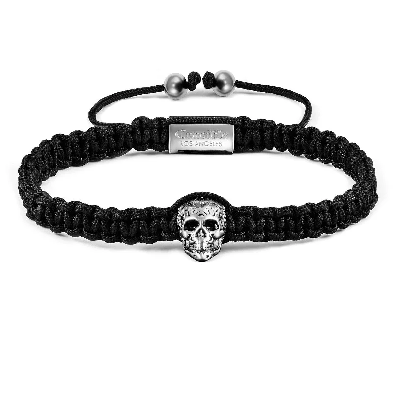 Cross bracelets  Antique Stainless Steel Skull Nylon Cord Adjustable Bracelet