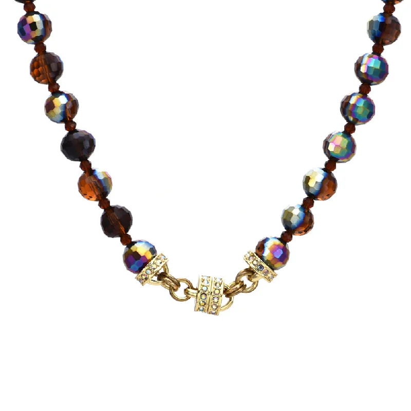 Silver and pearl necklaces  Mystic Crystal Beaded Magnetic Interchangeable Necklace (Goldtone/Cocoa Iridis)