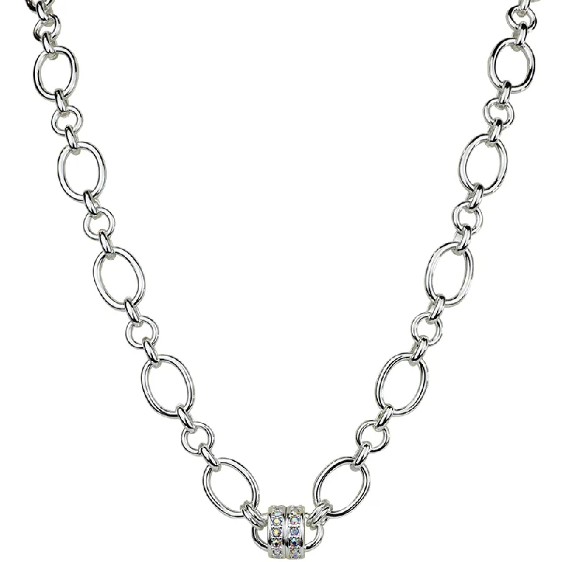 Blue sapphire necklaces  Diva Oval Link Magnetic Interchangeable Necklace (Sterling Silvertone)