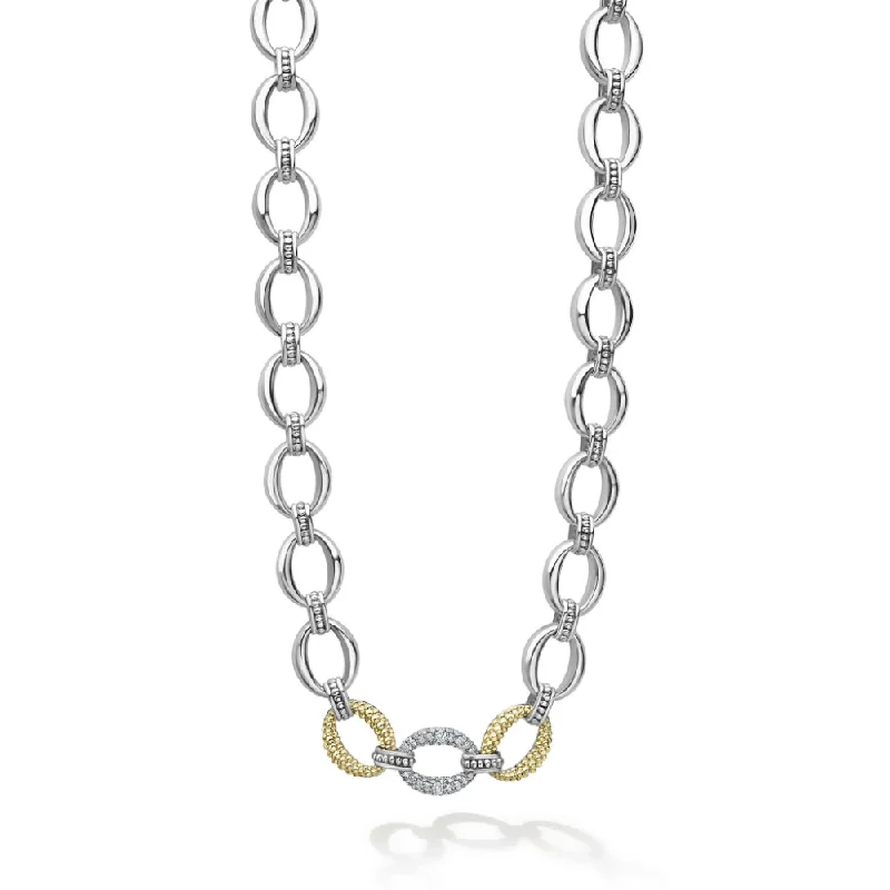 Thin wire necklaces  Lagos Caviar Lux Single Station Diamond Link Necklace