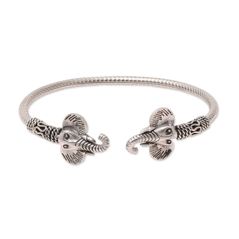 Gothic bracelets for women  NOVICA Elephant Glory, Sterling silver cuff bracelet