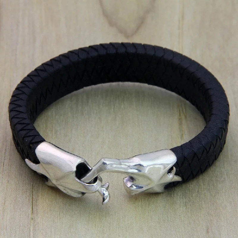 Lightweight bracelets  Hand in Hand Men's Braided Leather Bracelet