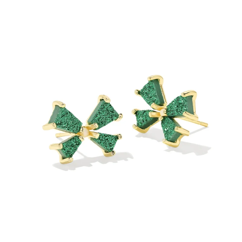 Flower earringsKendra Scott | Blair Small Bow Studs in Gold Emerald Drusy