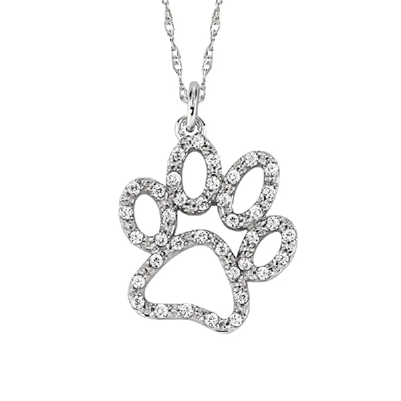 Geometric pendant necklaces  14k Diamond Dog Paw Pendant Necklace