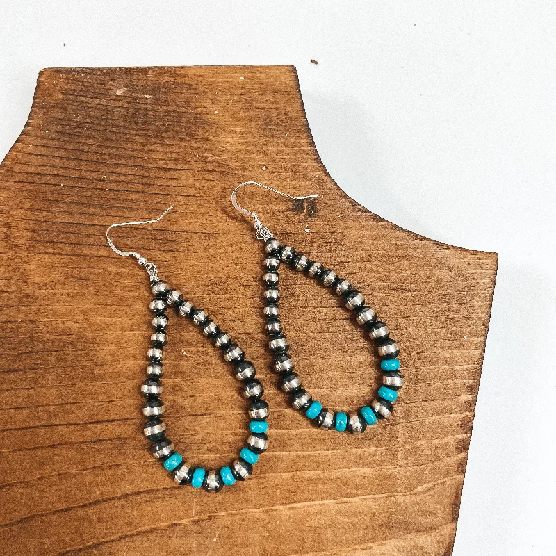 Minimal hoop earringsNavajo | Navajo Handmade Sterling Silver Navajo Pearl with Turquoise Spacers Teardrop Earrings