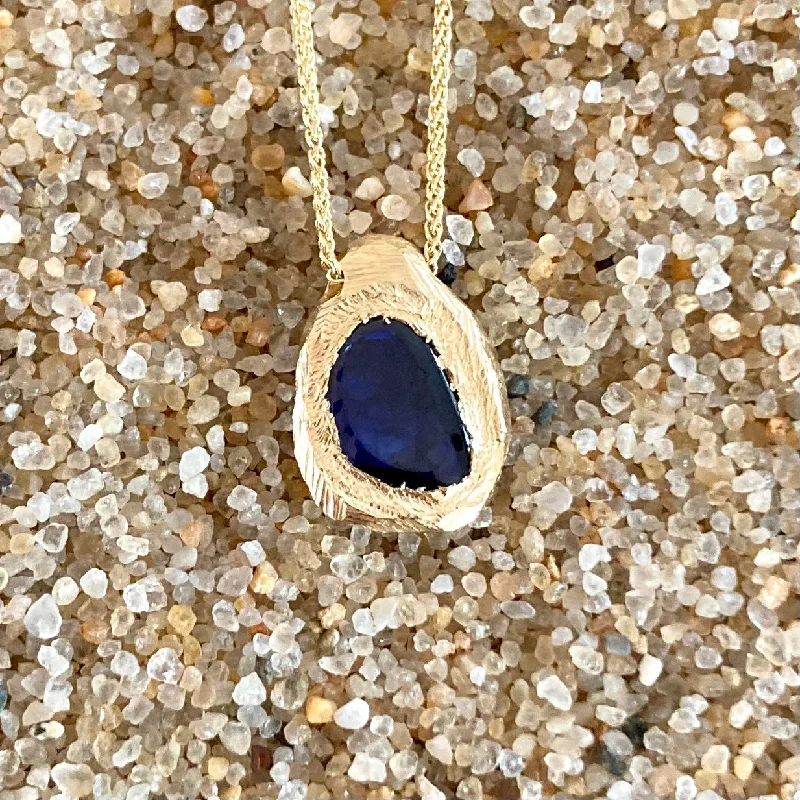 Thin wire necklaces  Rose Cut Sapphire 18K Gold Necklace