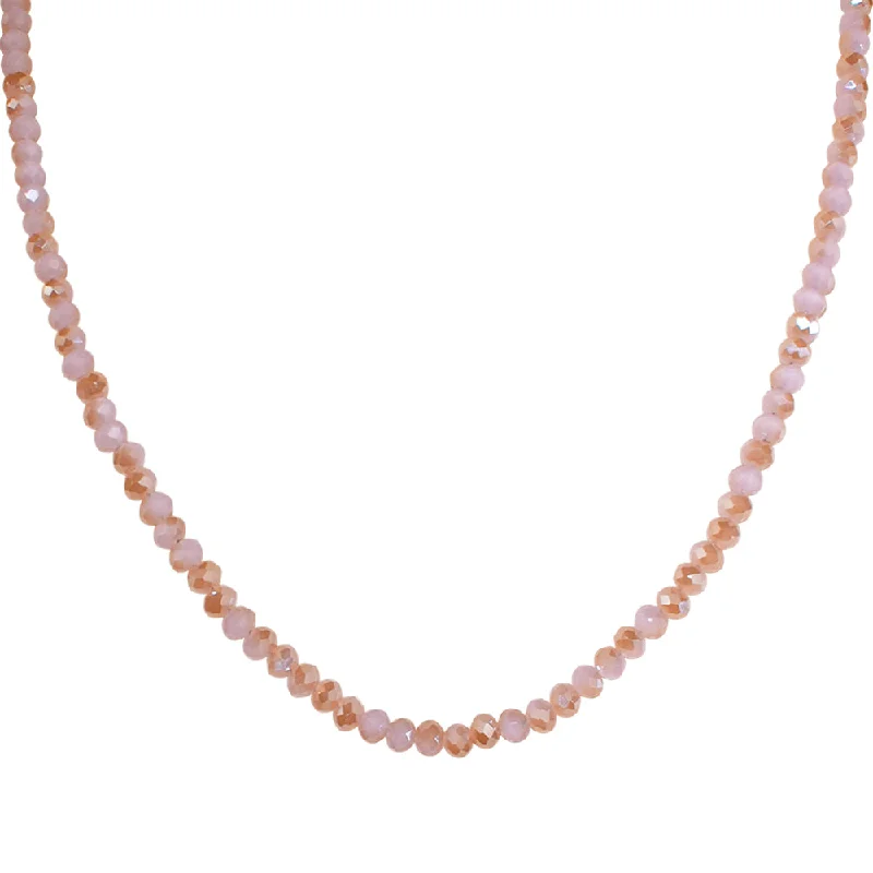 Push lock necklaces  Shimmer Bead 18" Necklace (Goldtone/Pearly Pink)