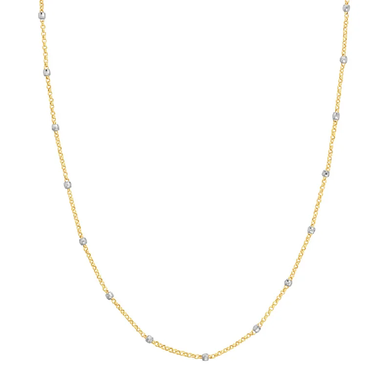 Elegant drop necklaces  14k Two-Tone Disco Bead Chain Necklace