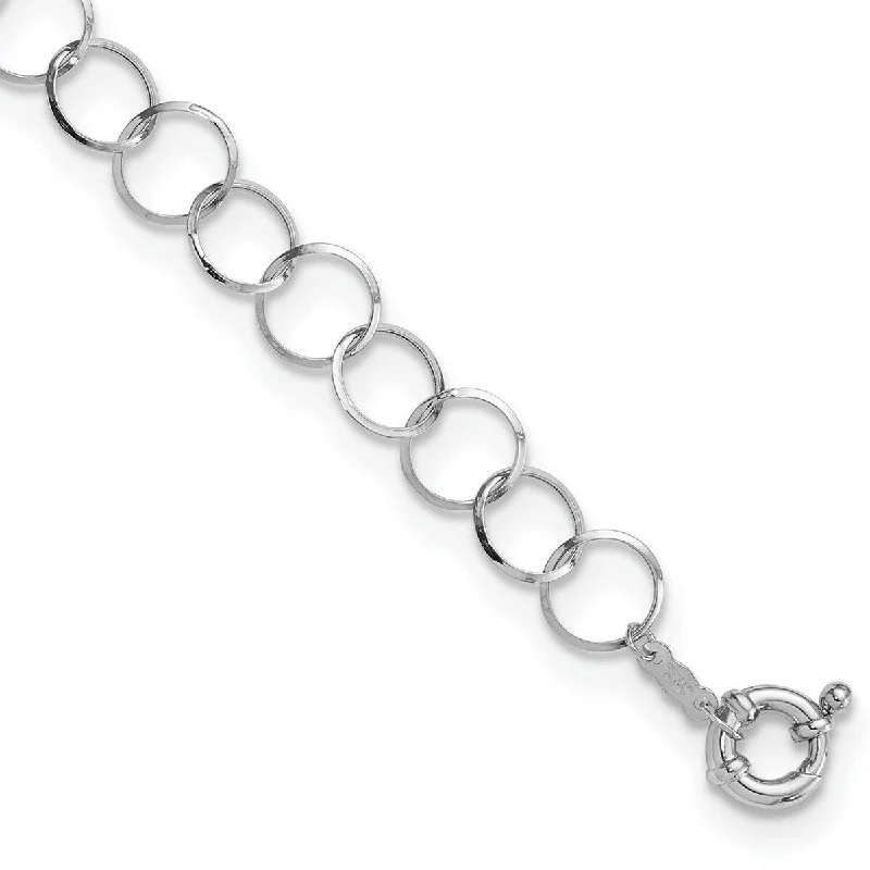 Stretch bead bracelets  Curata 14k White Gold Polished Fancy Spring Open Circle Bracelet 7.5 Inch Spring Ring