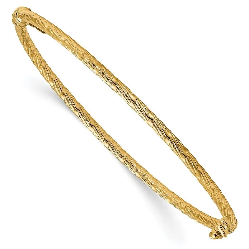 Stretch bead bracelets  Curata 14k Yellow Gold Textured Hinged Cuff Stackable Bangle Bracelet