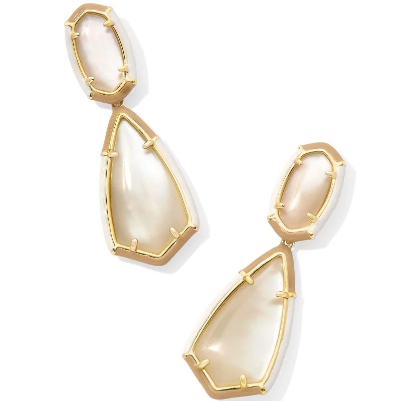 Valentine’s Day earringsKendra Scott | Camry Gold Enamel Frame Statement Earrings in Natural Mother of Pearl