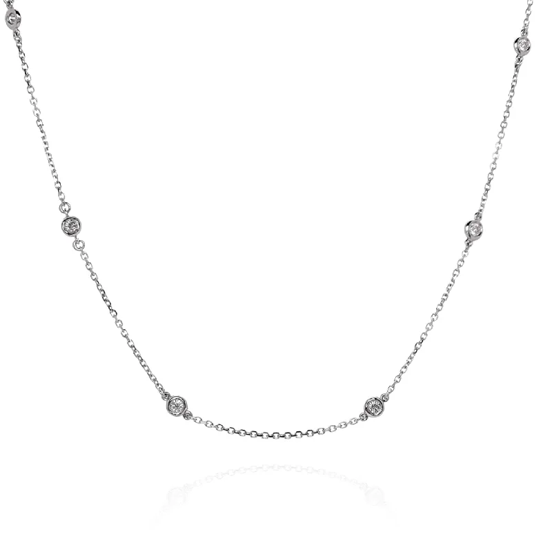 Threader necklaces for women  14k White Gold 18" Diamonds By The Yard Necklace