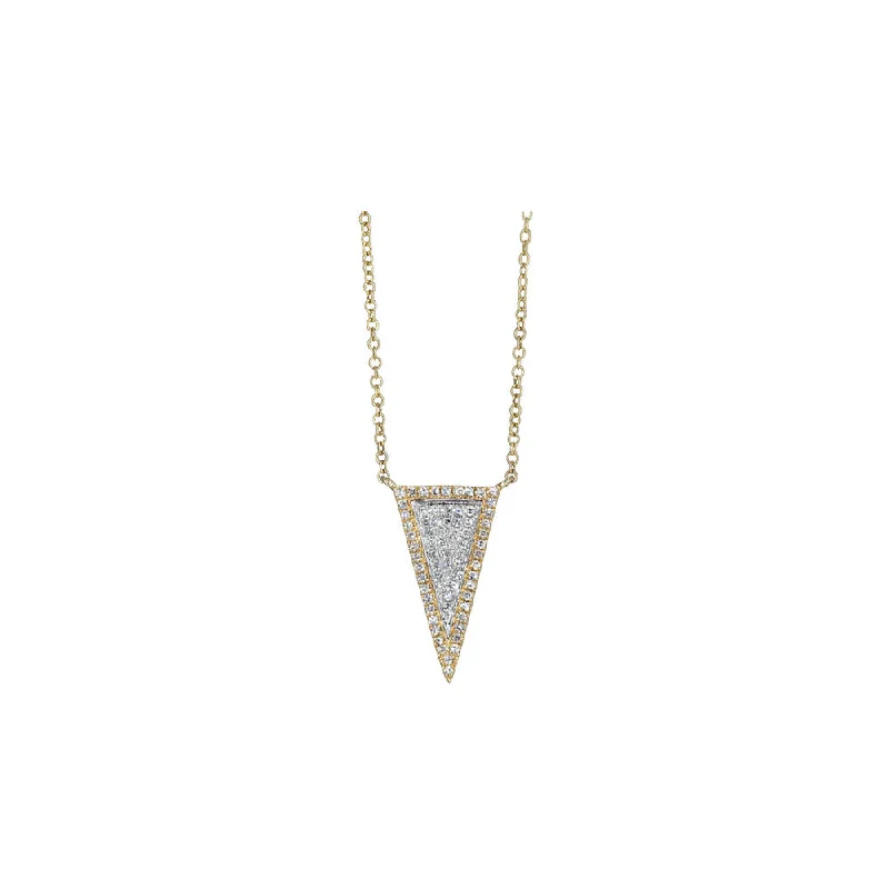 Classic pearl strand necklaces  14KT Yellow Gold White and Yellow Gold Pave Diamond Dagger Necklace