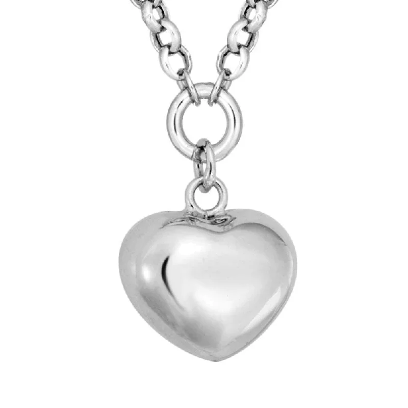 Christmas holiday necklaces  Silver Puffed Heart Pendant Necklace