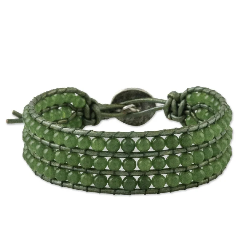 Hexagon bracelets  NOVICA Verdant Field, Quartz beaded wristband bracelet