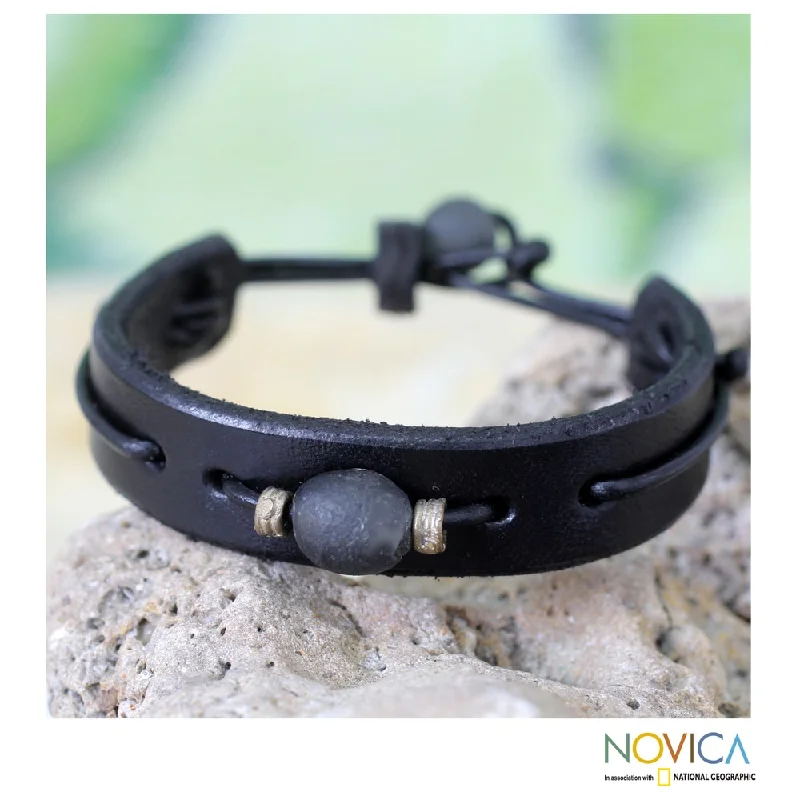 Waterproof bracelets  Handcrafted Men's Leather 'Standout' Bracelet (Ghana)