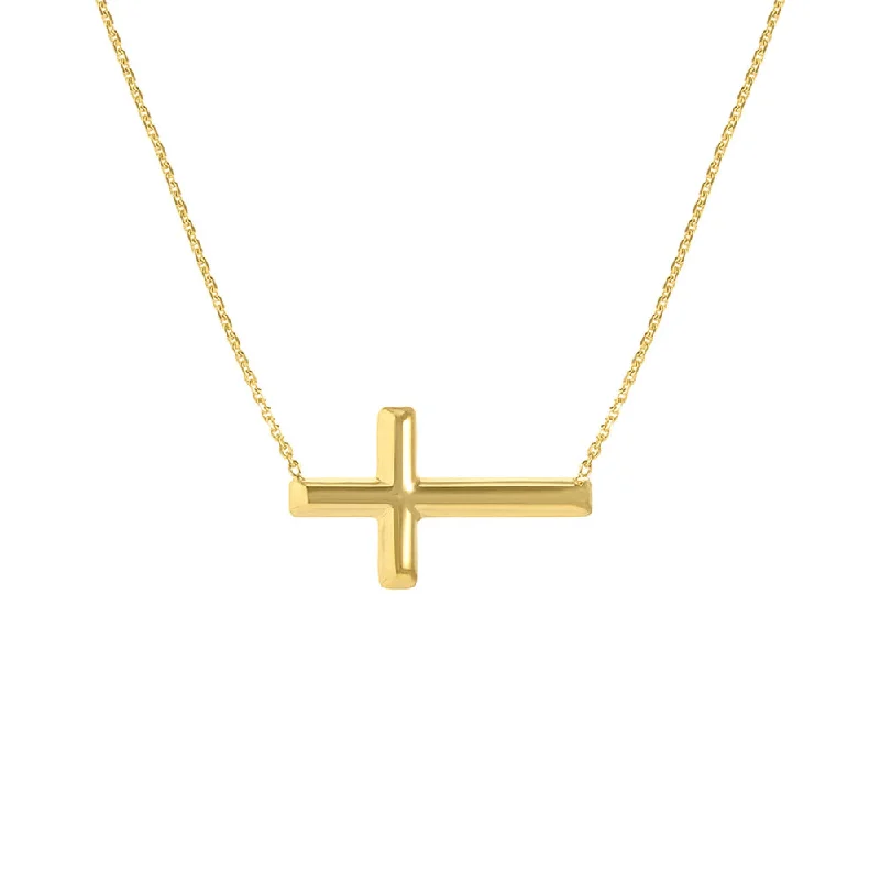 Dainty necklaces for women  14k Gold Sideways Cross Necklace