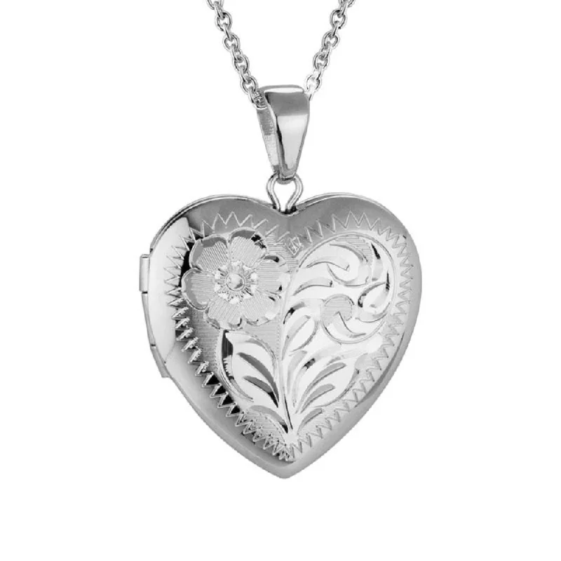 Minimal chain necklaces  Sterling Silver Engraved Heart Locket Necklace